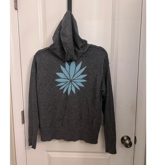 James Perse Tops - James Perse Cashmere Lotus Flower graphic Knit Hoodie Sweater Women's 2 / M Gray